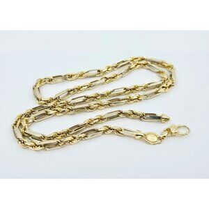 14K Two Tone Multi Color Gold Designer Milano Rope Chain Necklace - 27" Length